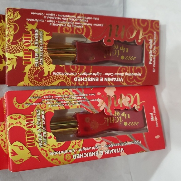 2pack vitamin E enriched hydrating sheer red and purple gold tinted lip oils new - Picture 6 of 10